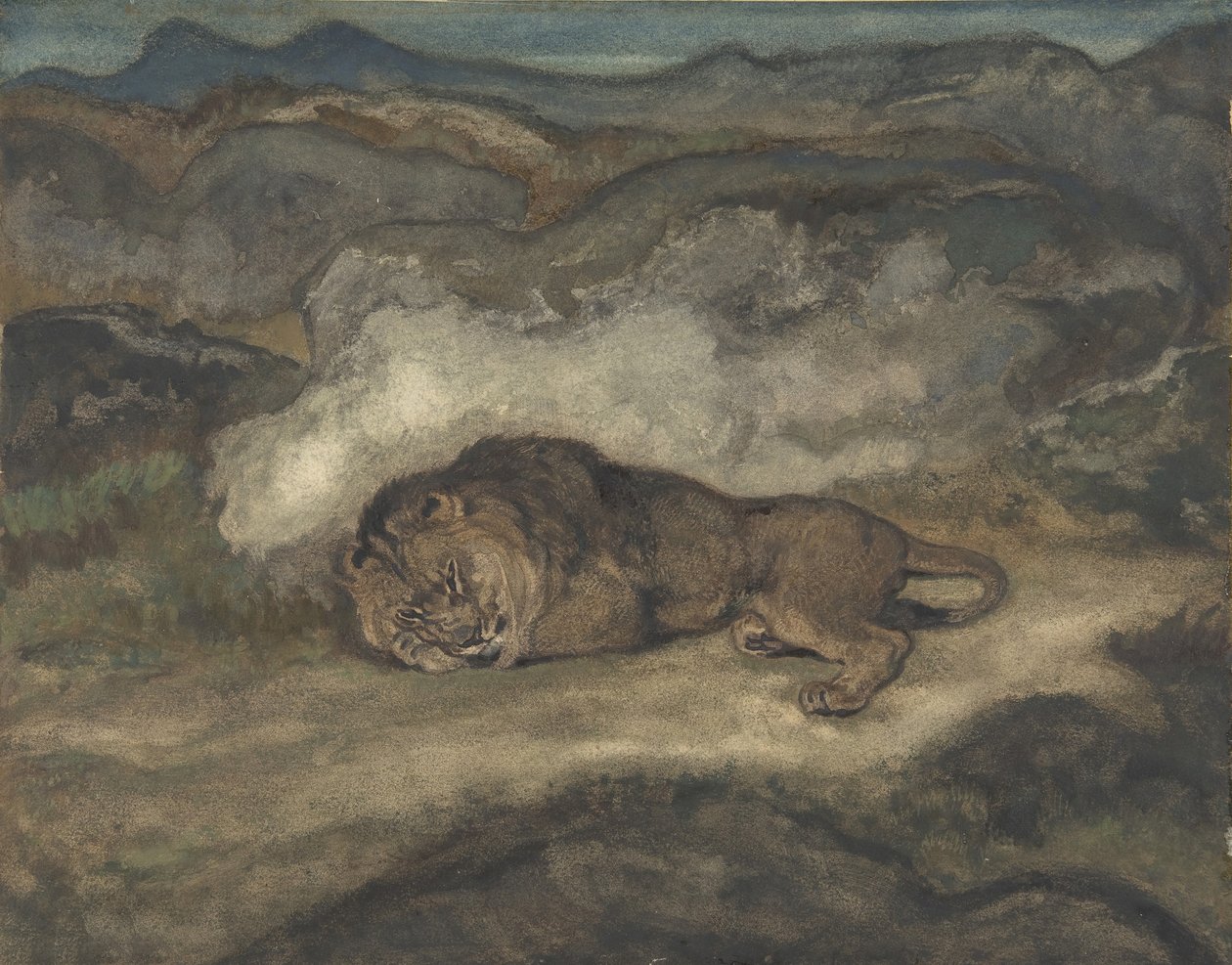 Uyuyan Aslan, 1810-75. by Antoine Louis Barye
