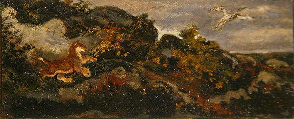 Leylek Kovalayan Panter (masonit üzerine monte edilmiş kağıt üzerine yağ) by Antoine Louis Barye