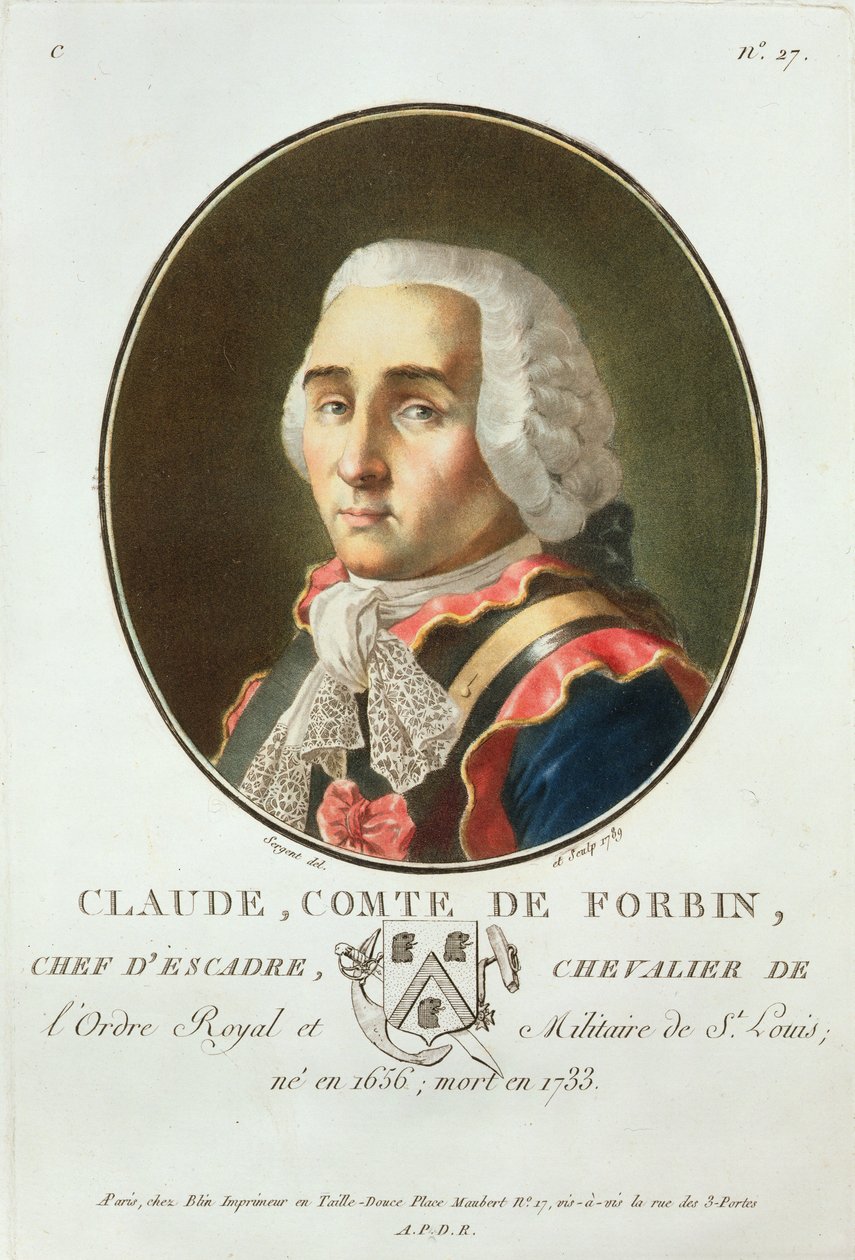 Claude (1656-1733) Comte de Forbin, 1789, 'Büyük adamların, şanlı kadınların ve Fransa'nın unutulmaz konularının portreleri'nden, 1787-92'de oyulmuş by Antoine Louis Francois Sergent Marceau