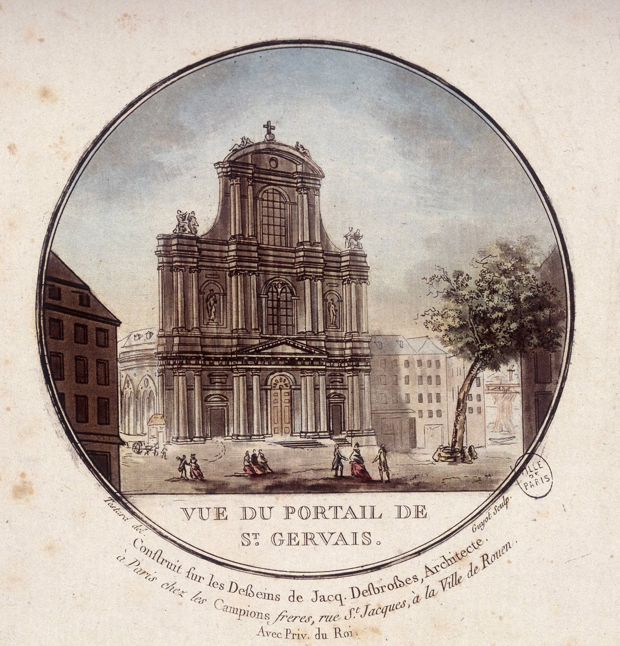 Mimar Jacques Desbrosses, Paris tarafından çizimlere göre inşa edilen Saint Gervais portalının görünümü. Çavuş tarafından Paris