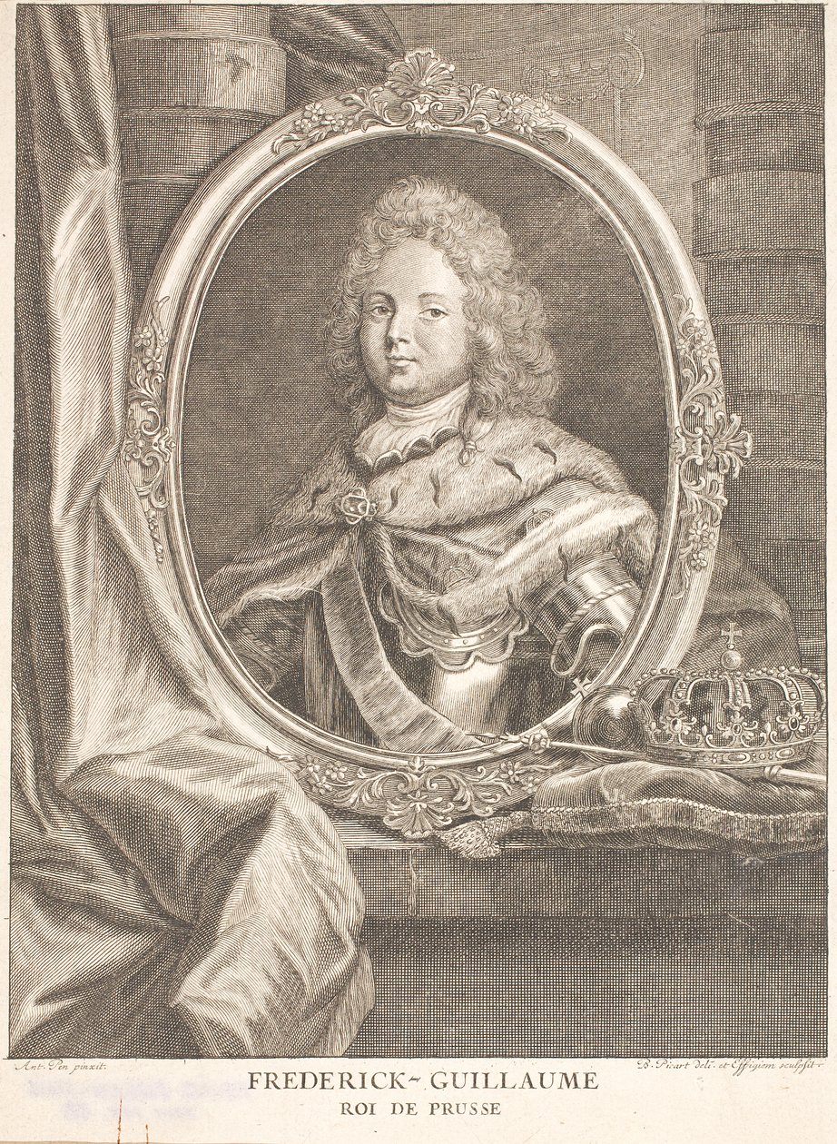 Friedrich Wilhelm I, Prusya Kralı ve Friedrich Wilhelm II Seçmen ve Brandenburg Uçbeyi olarak by Antoine Pesne
