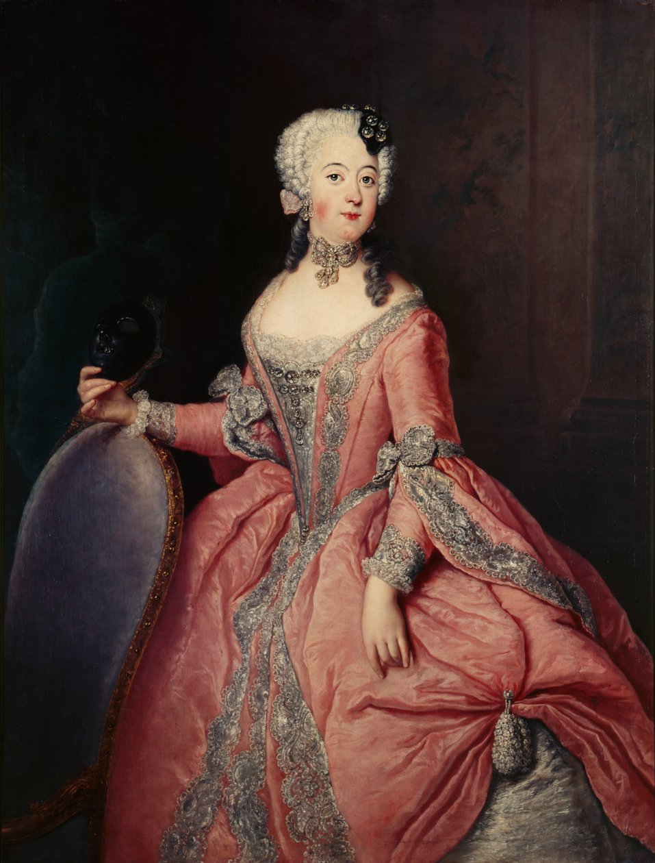 Luise Ulrike Prusya Prensesi (1720-1782) elinde maske ile portresi by Antoine Pesne