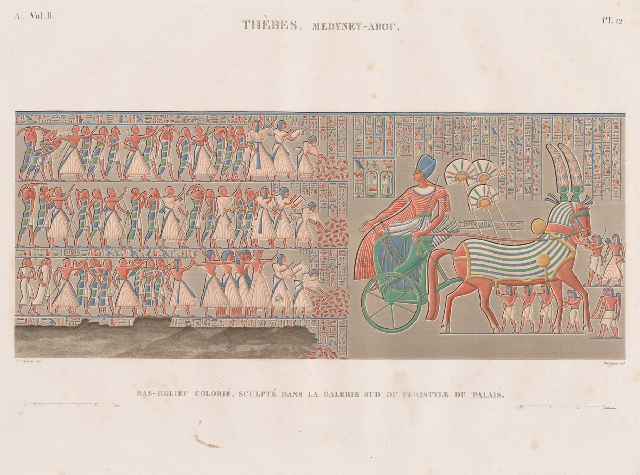 Mısır açıklaması: Teb. Medinet-Abou, Cilt. II, Pl. 12 by Antoine Phelippeaux