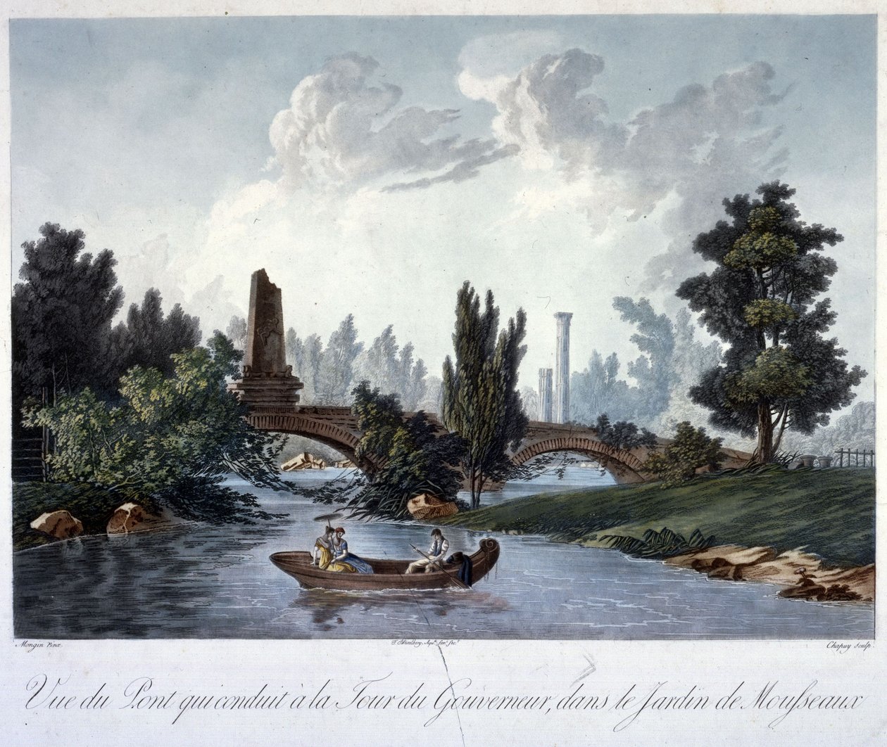 Chapuy (aquatint) tarafından oyulmuş Parc Monceau