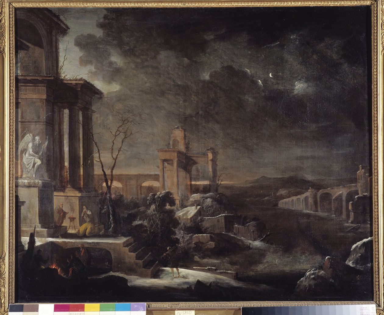 Şafakta Antik Harabelerin Manzarası by Antoine Pierre the Younger Patel