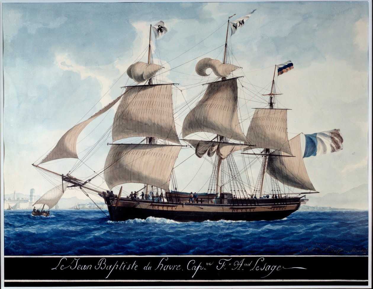 Jean - Baptiste du Havre, Marsilya limanında Antoine Roux (1765-1835) tarafından Suluboya 1815 Marsilya, Deniz Müzesi by Antoine Roux