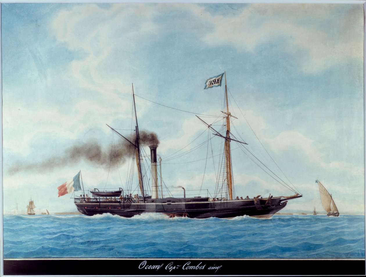 Gemi Antoine Roux (1765-1835) tarafından Fransız Okyanusu Suluboya şafak vakti 19. yüzyıl Marsilya, Deniz Müzesi by Antoine Roux