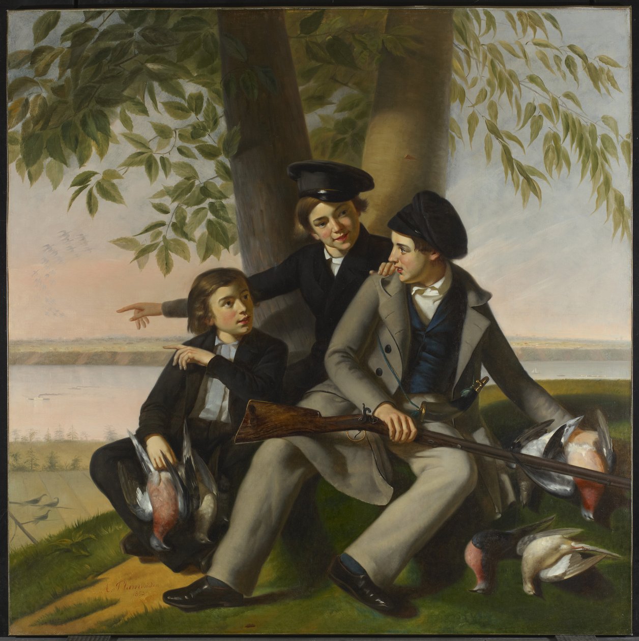 Yolcu Güvercin Avı, 1853 by Antoine Sebastien Plamondon
