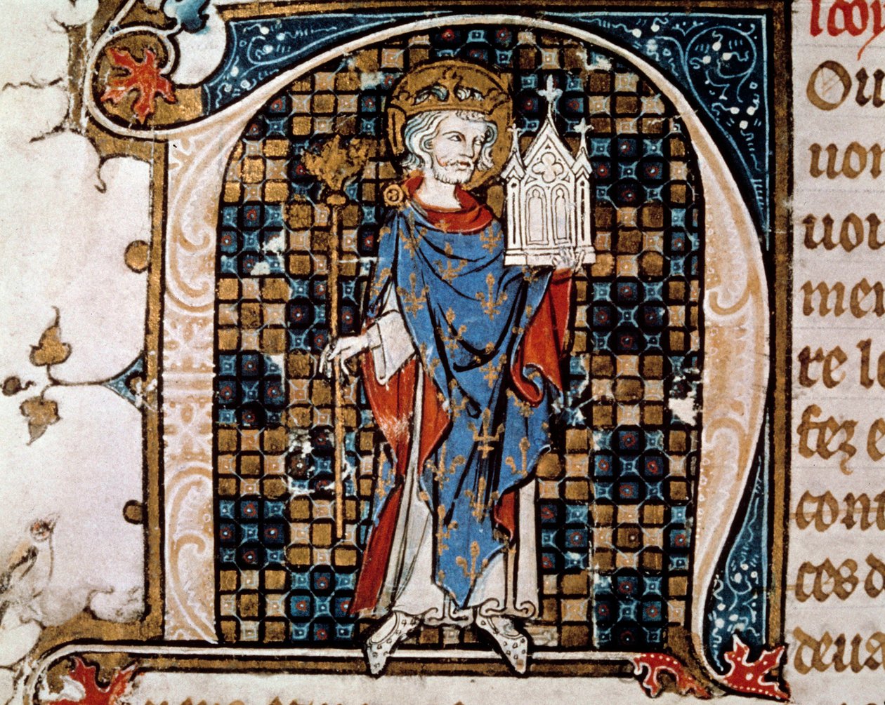 Saint Louis'in (veya Louis IX'un) ayaklarındaki portre by Antoine Verard
