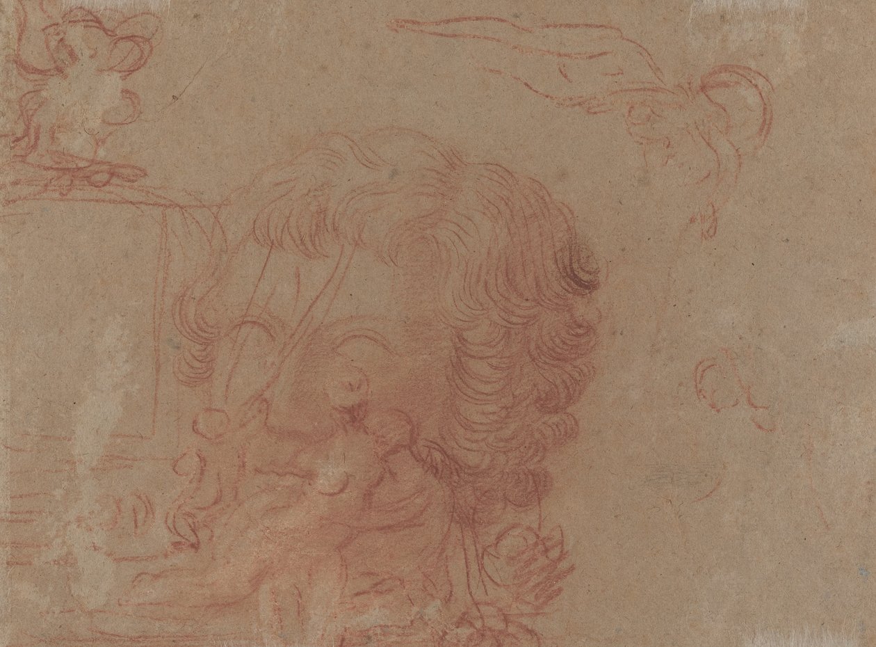 Şekil Eskizleri ve Oyulmuş Bir Kafadan Sonra Bir Kopya [verso] by Antoine Watteau