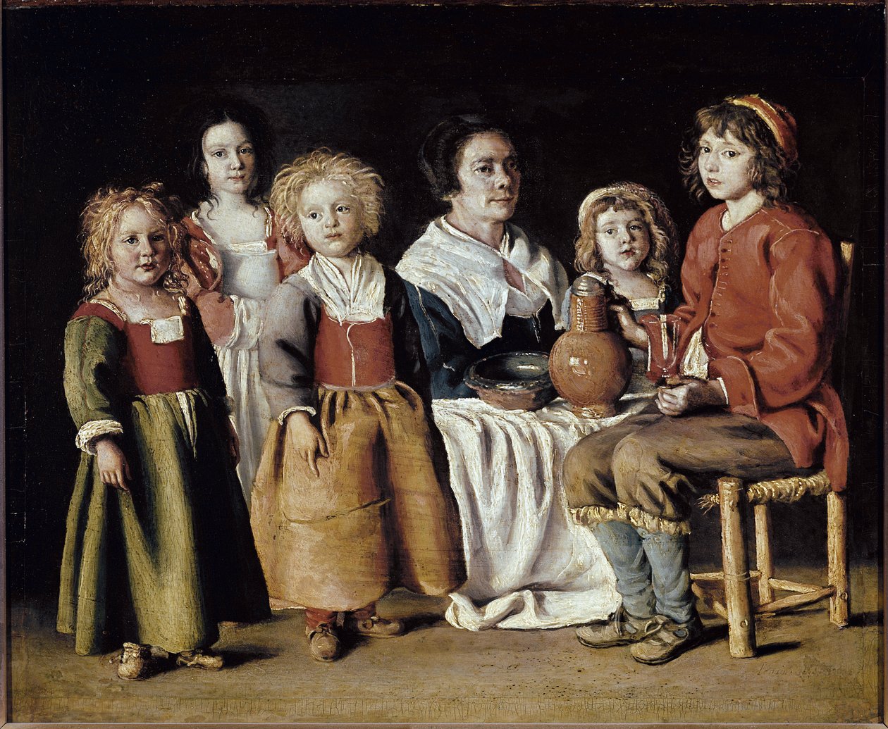 Beş Çocuklu Bir Kadın (tuval üzerine yağlı boya by Antoine and Louis and Mathieu  Le Nain
