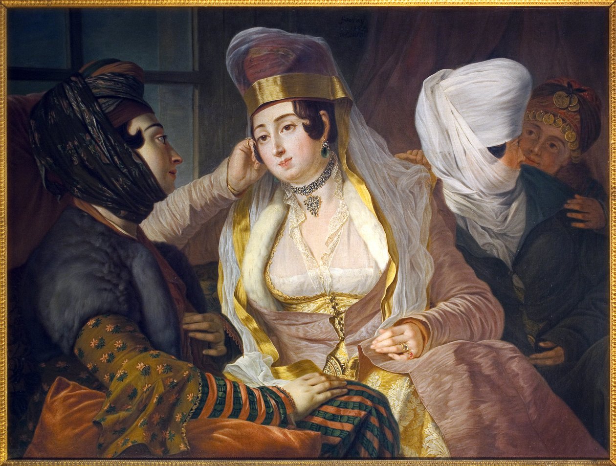 Kasaba saçlarında Levanten bayanlar. Antoine de Favray (1706-1791), Tuval Üzerine Yağlıboya Tablo by Antoine de Favray