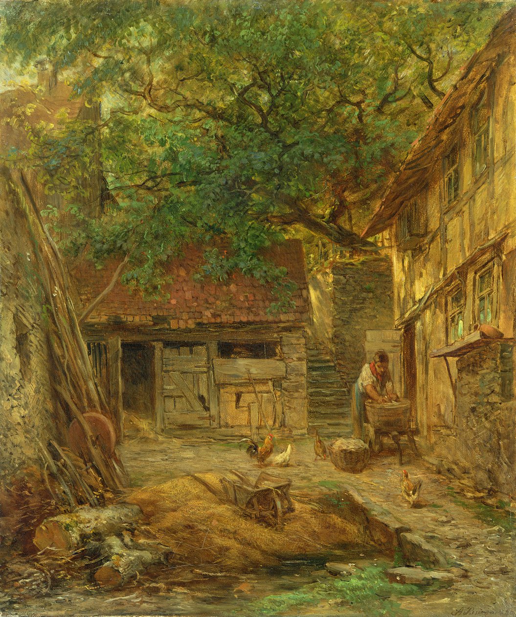 Bir Çiftlik Evi Avlusu, 1862 by Anton Burger