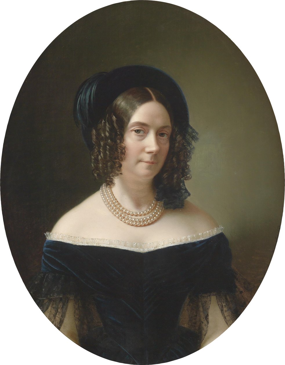 Bildnis einer Dame in blauem Kleid by Anton Einsle