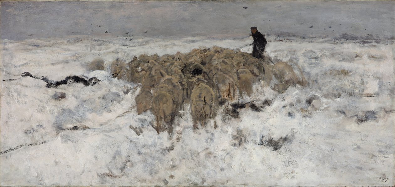 Karda çoban ile koyun sürüsü by Anton Mauve