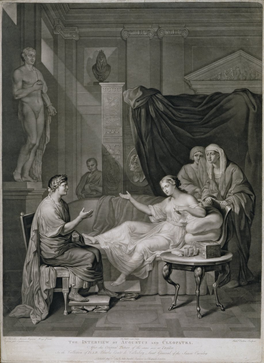 Richard Earlom (1743-1822) tarafından kazınmış Augustus ve Kleopatra