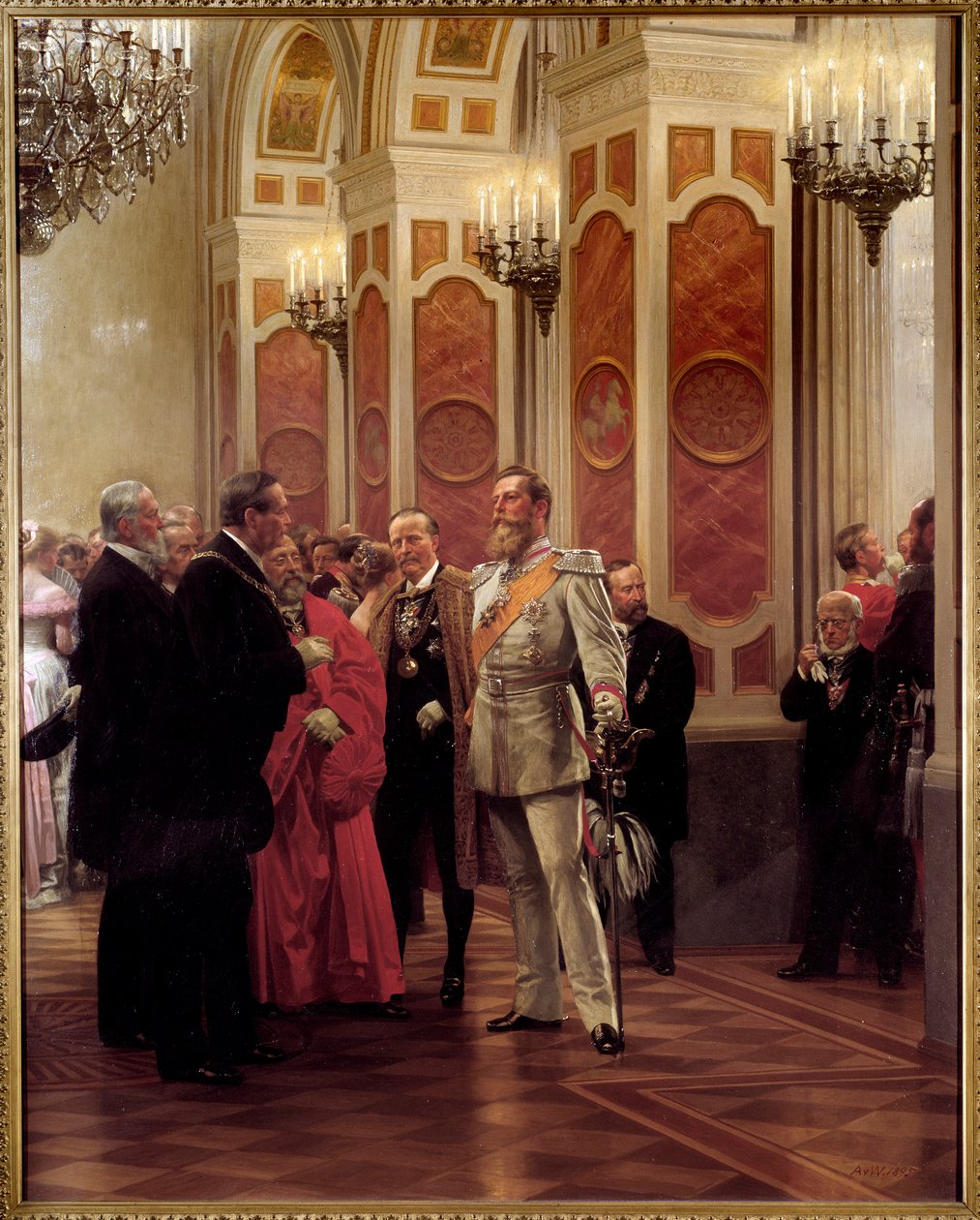 Prusyalı Kronprinz William (1882-1951) kort balosunda (tuval üzerine yağlı boya) by Anton Alexander von Werner