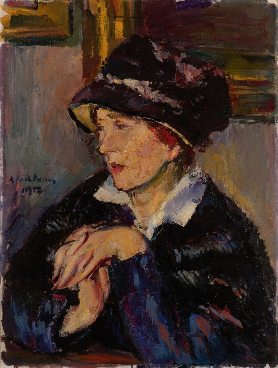 Kara Şapkalı Kadın, 1917 by Anton Faistauer