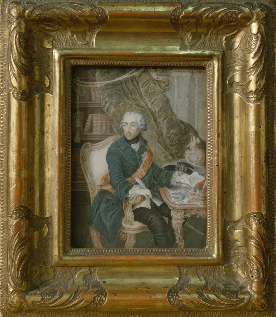 Prusya Kralı II. Frederick, Hohenzollern Ceketinde, 1769 (fildişi üzerine suluboya) by Anton Friedrich Konig