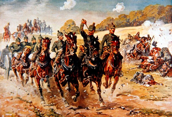 Alman topçusu ateş altında dörtnala harekete geçti by Anton Hoffmann