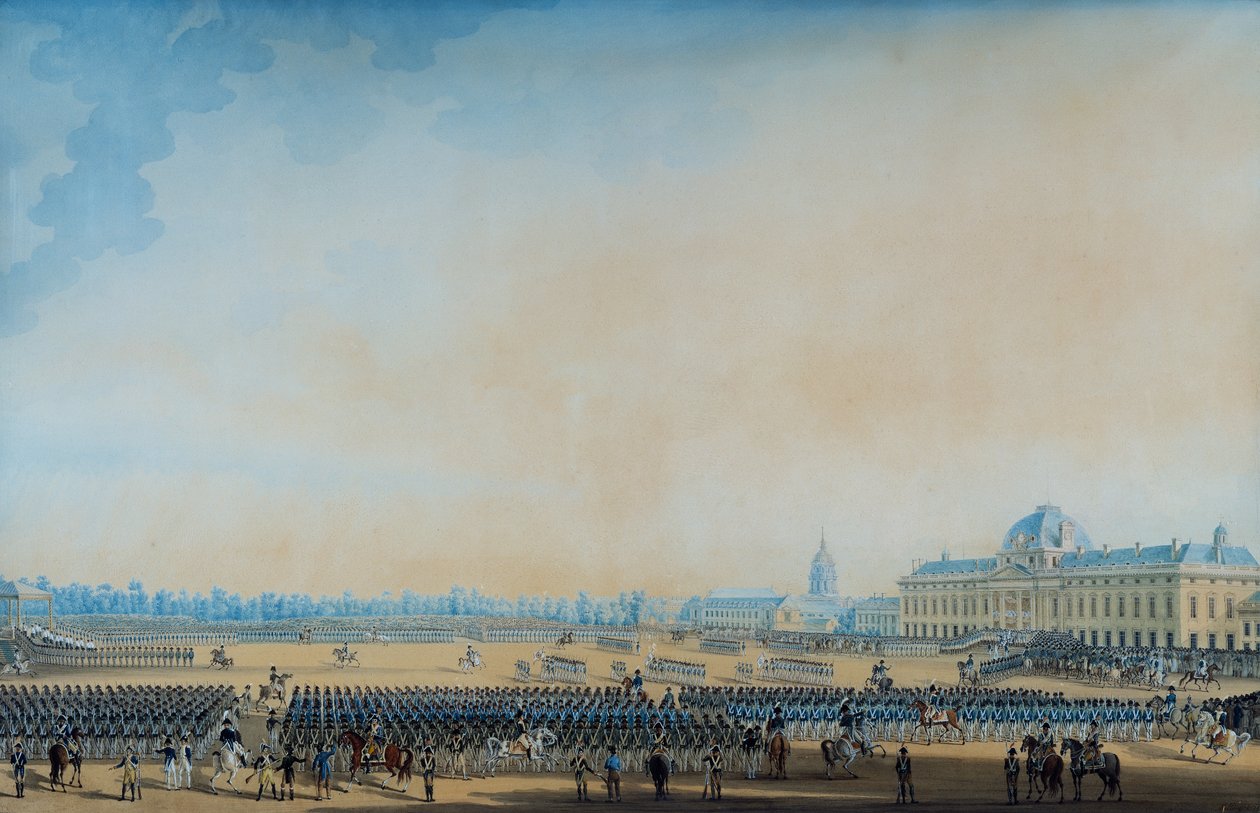 Bayrakların ve Ulusal Muhafızların dağıtımı, Champ-de-Mars, 7 Eylül 1814 (suluboya) by Anton Ignaz Melling