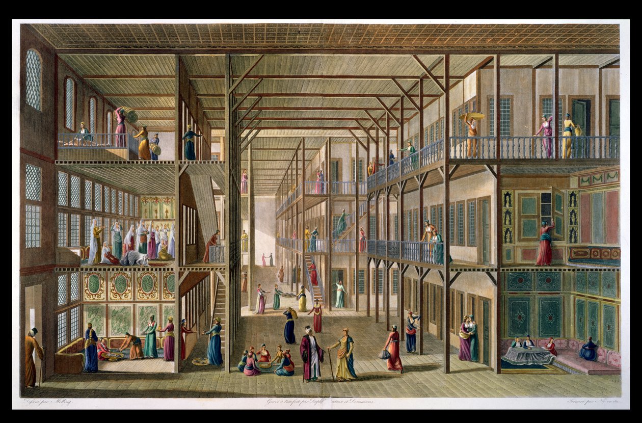 François Denis Nee (1732-1817) 1811 tarafından oyulmuş Büyük Konstantinopolis Lordu'nun Hareminin İçi by Anton Ignaz Melling