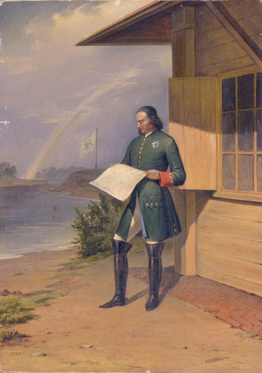 Peter I, Neva Nehri kıyısında, 1843 by Anton Ivanovich Ivanov