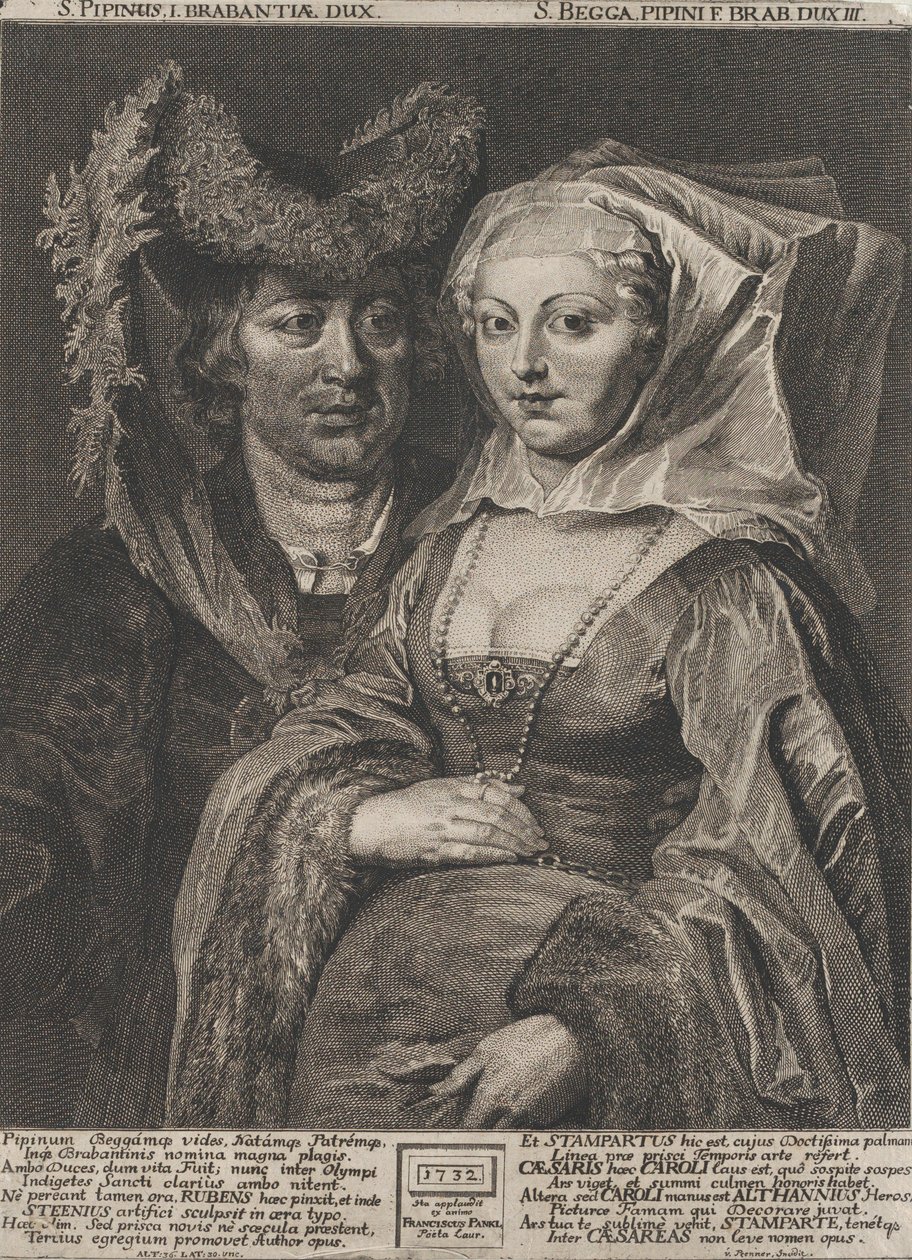 Aziz Pepin I ve kızı Aziz Begga, 1732. by Anton Joseph von Prenner