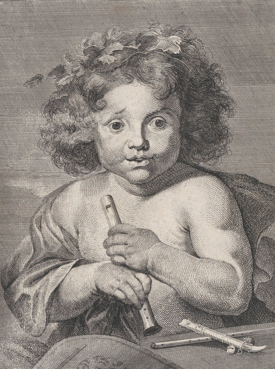 Genç Bacchus, elinde flüt, 1728. by Anton Joseph von Prenner