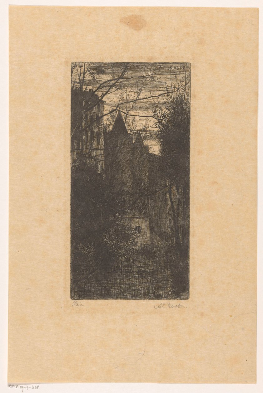 Alacakaranlıkta Pau Kalesi by Anton L. Koster (signed by artist)