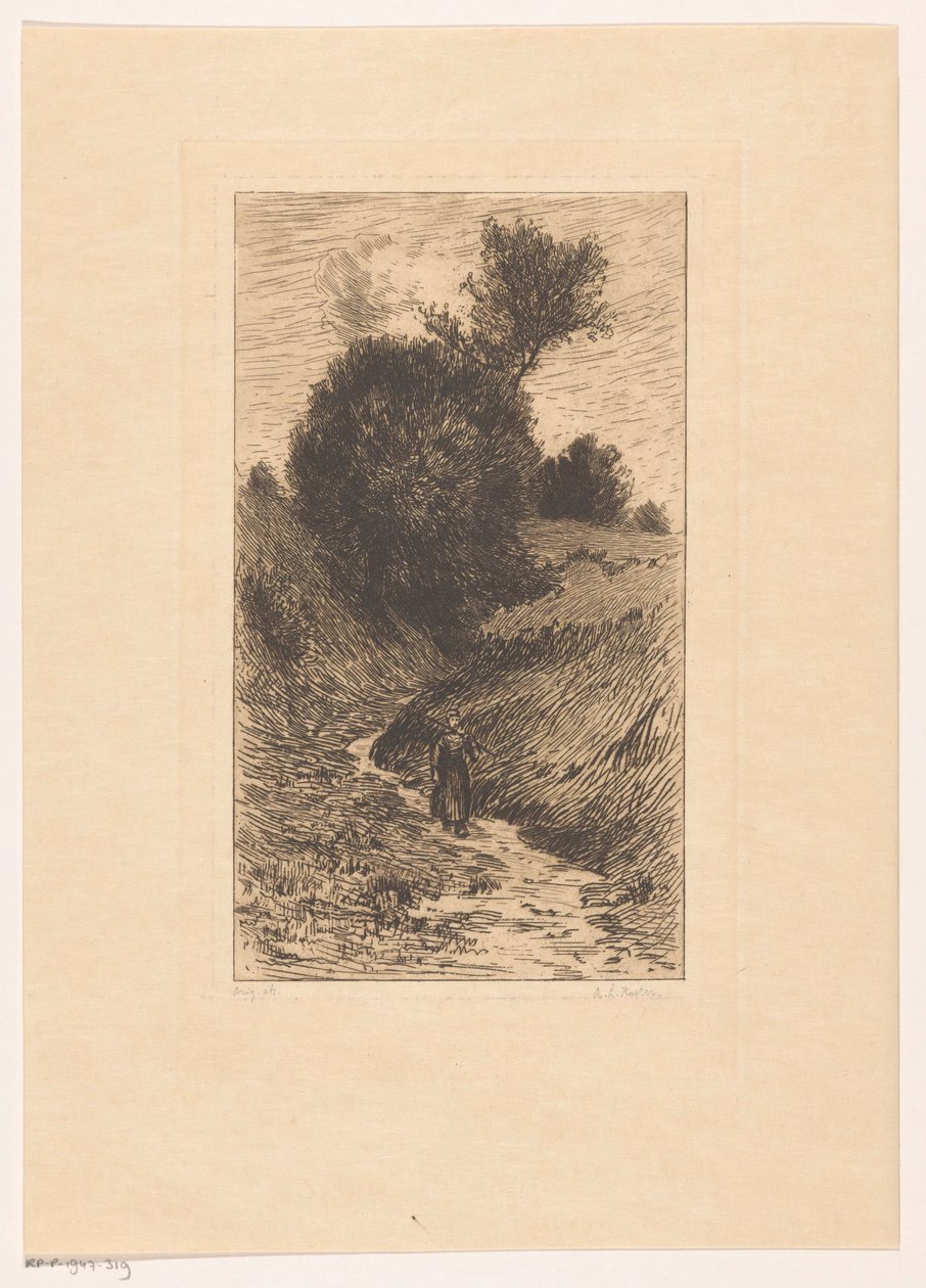 Batık bir yolda kadın by Anton L. Koster (signed by artist)