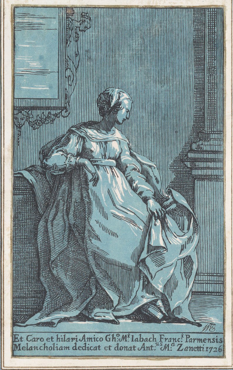 Melankoli Odasında Oturan Kadın, 1726. by Anton Maria Zanetti