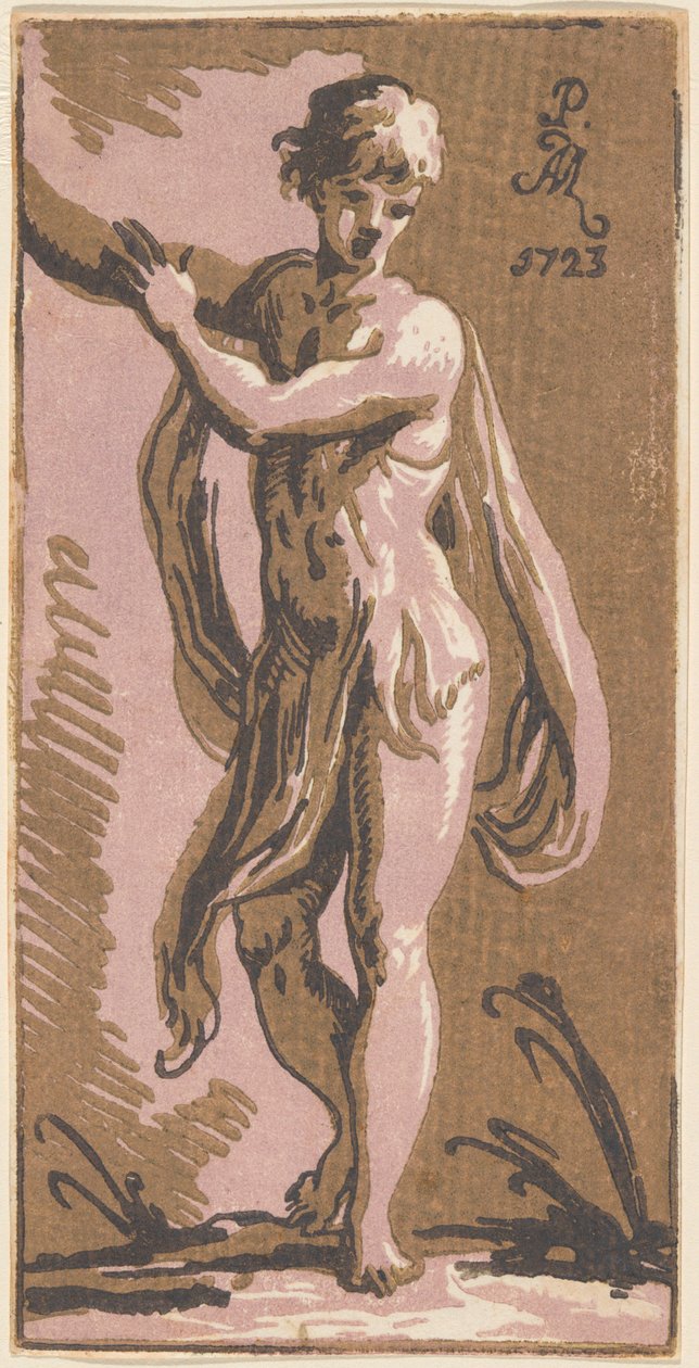 Ayakta Sağını İşaret Eden Bir Genç by Anton Maria Zanetti I, after Parmigianino