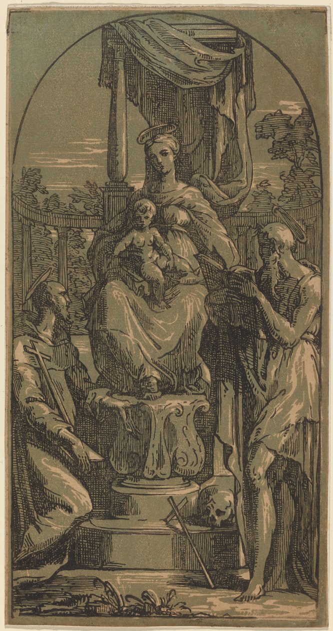 Madonna ve Çocuk Enthroned, Aziz Jerome ve Aziz Francis by Anton Maria Zanetti I, after Parmigianino