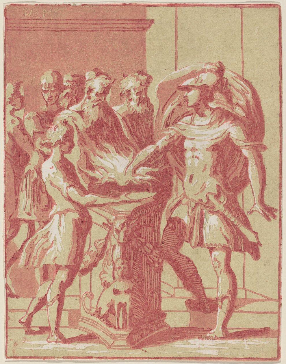 Mucius Scaevola Elini Ateşe Atıyor by Anton Maria Zanetti I after Parmigianino