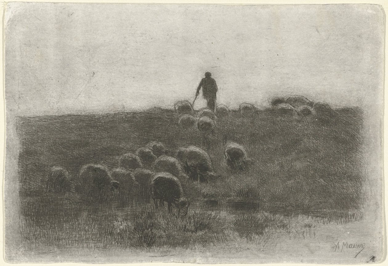 Koyun sürüsü ile çoban by Anton Mauve