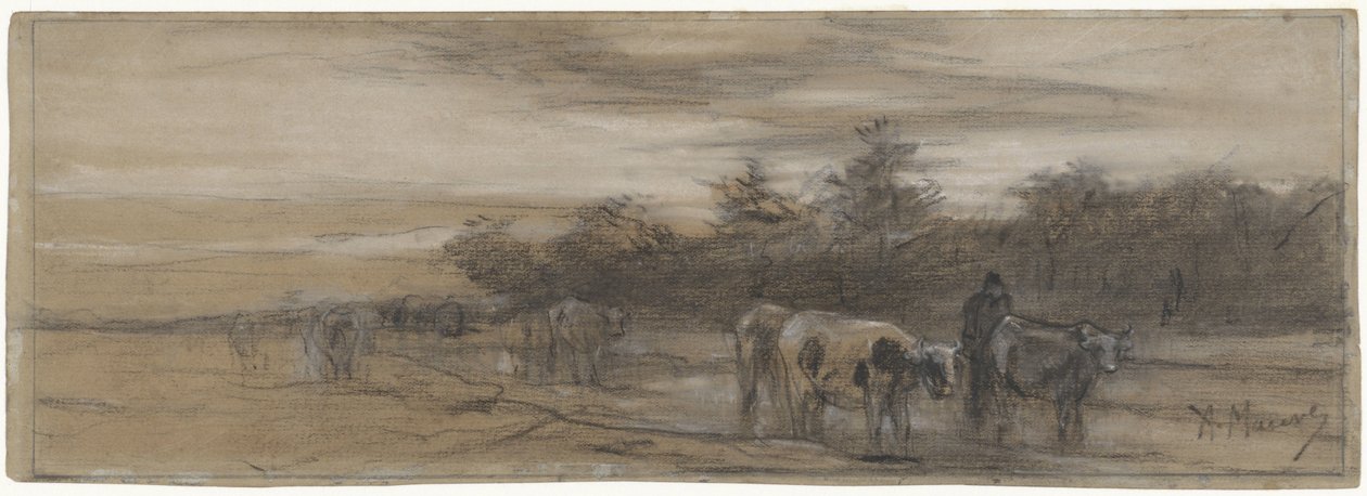 İnekler geceleri by Anton Mauve