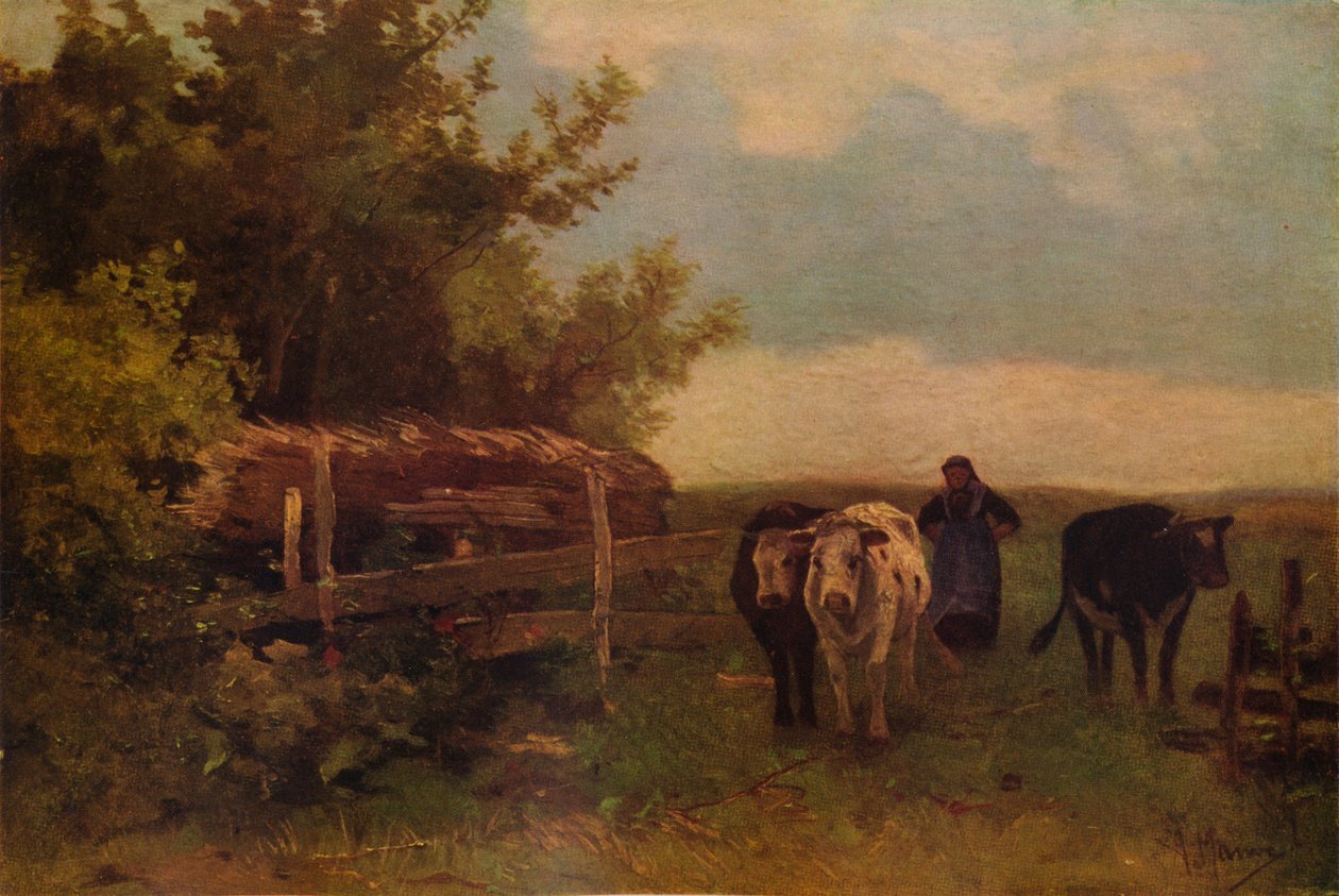 İneklere Dikkat Etmek, Herisson, c1869, 1938 by Anton Mauve