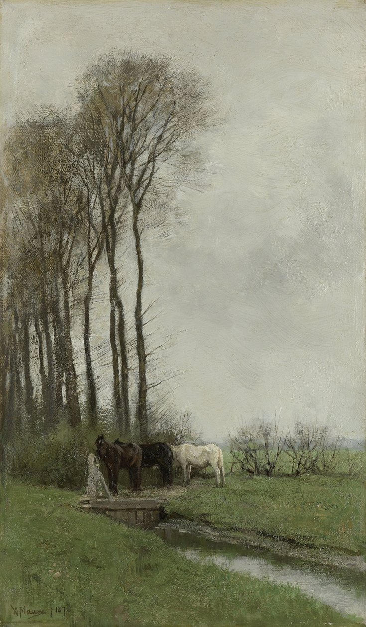 Çitteki atlar by Anton Mauve