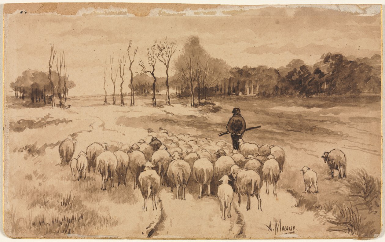 sürüsü ile çoban by Anton Mauve