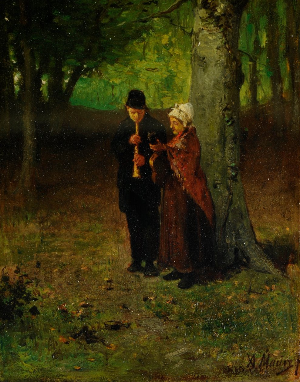Gezici Müzisyenler (tahta üzerine yağlı boya) by Anton Mauve