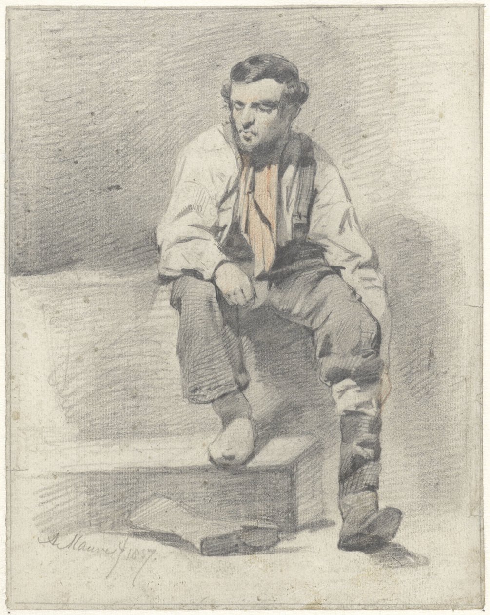 oturan işçi by Anton Mauve