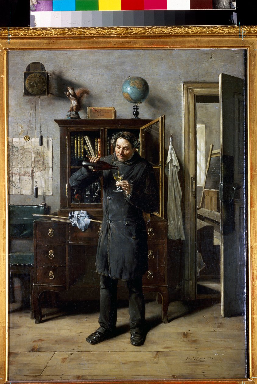 Sarhoş öğretmen - Anton Eduard Muller (Mueller) (1853-1897) tarafından hazırlanan Sarhoş Öğretmen by Anton Muller