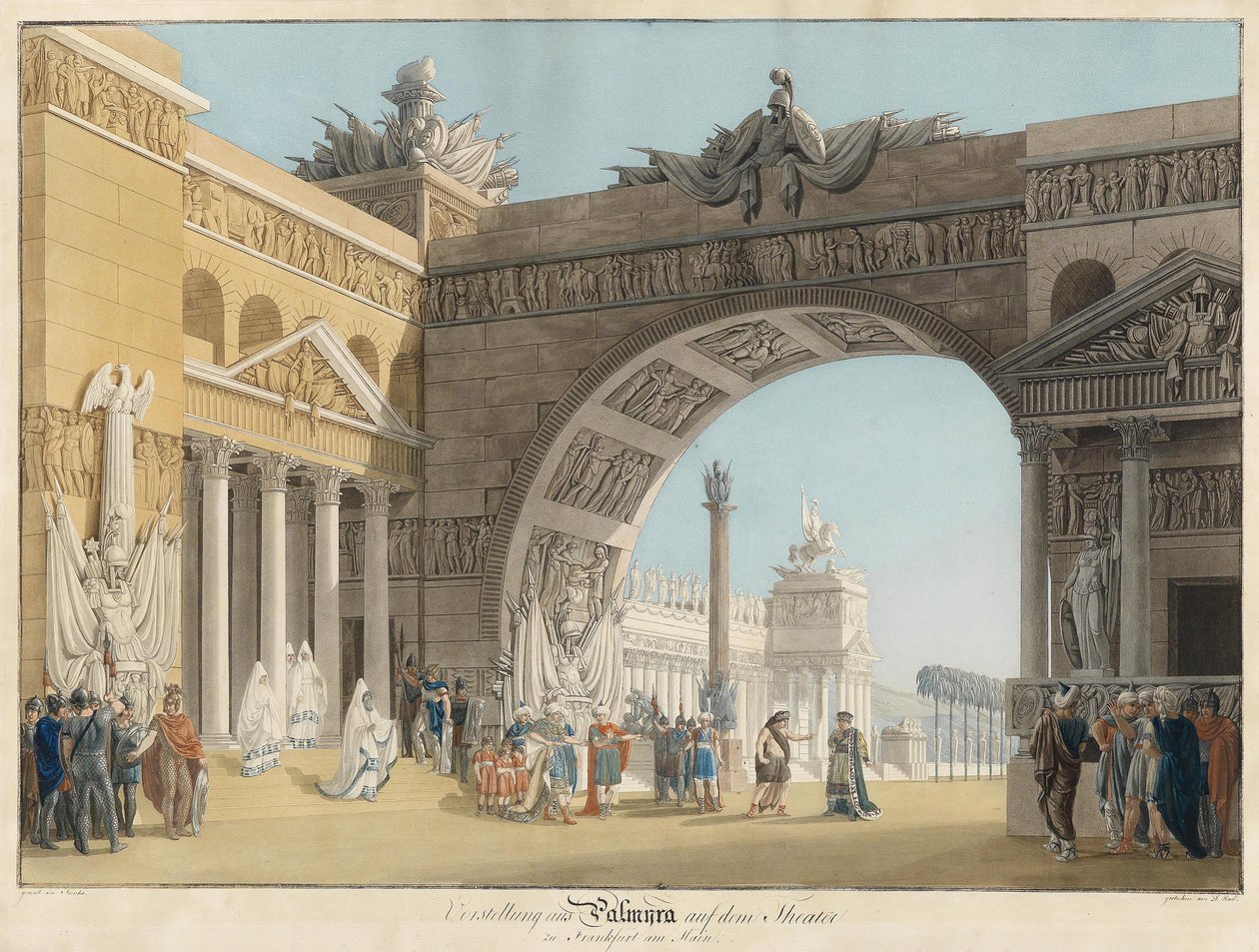Palmira operası için sahne tasarımı, regina di Persia, Antonio Salieri - Radl, Anton (1774-1852) - 19. yüzyılın ilk çeyreği. - Gravür, sulu boya - 51,3x73,4 - Özel Koleksiyon by Anton Radl