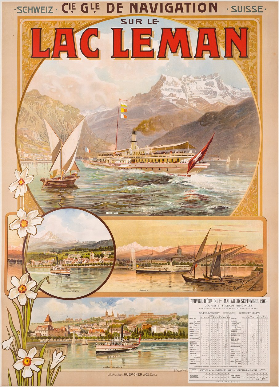 Poster reklamı Lac Leman (Cenevre Gölü), İsviçre by Anton Reckziegel