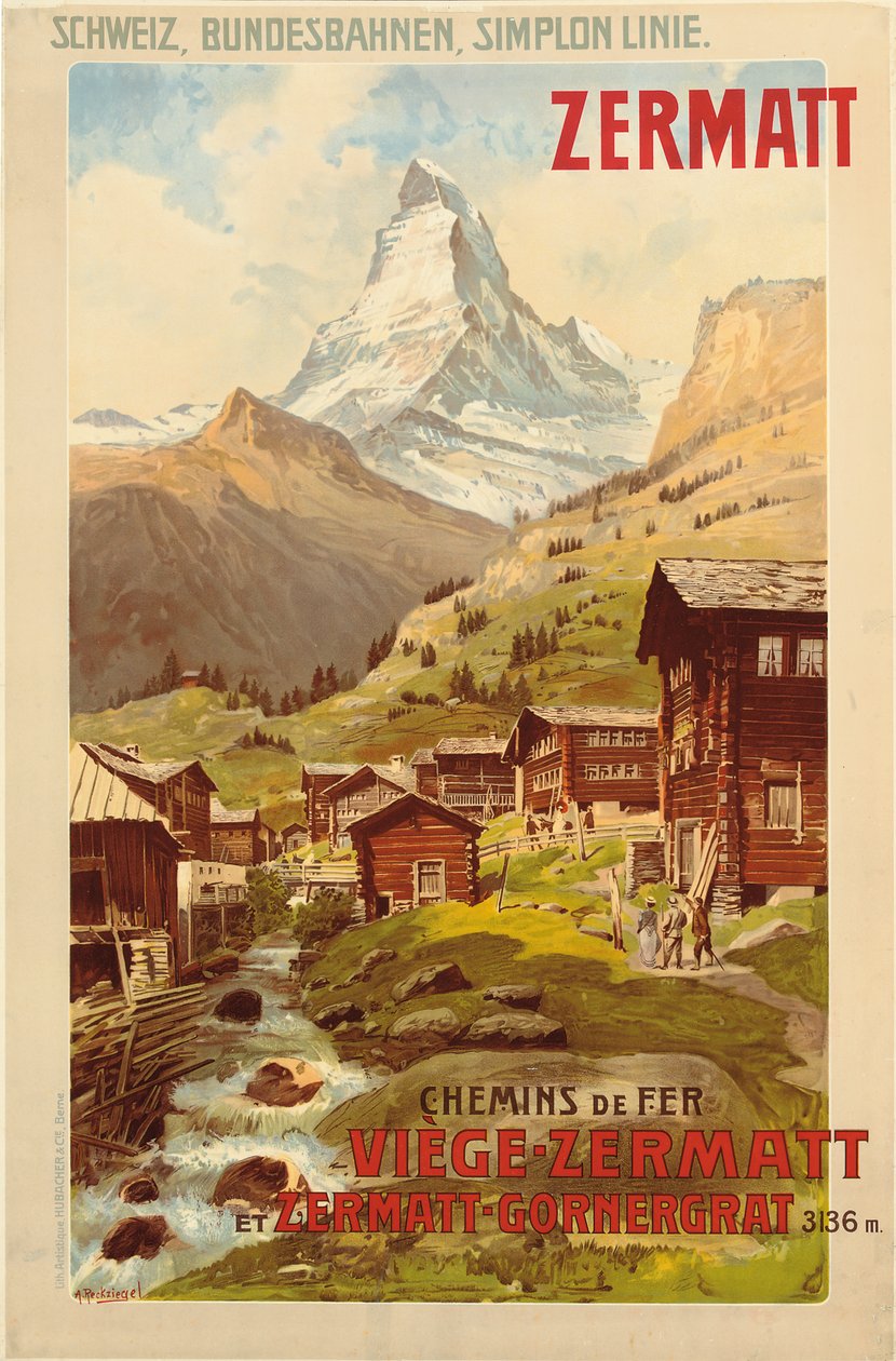 Zermatt, c.1900 (renkli taş) by Anton Reckziegel