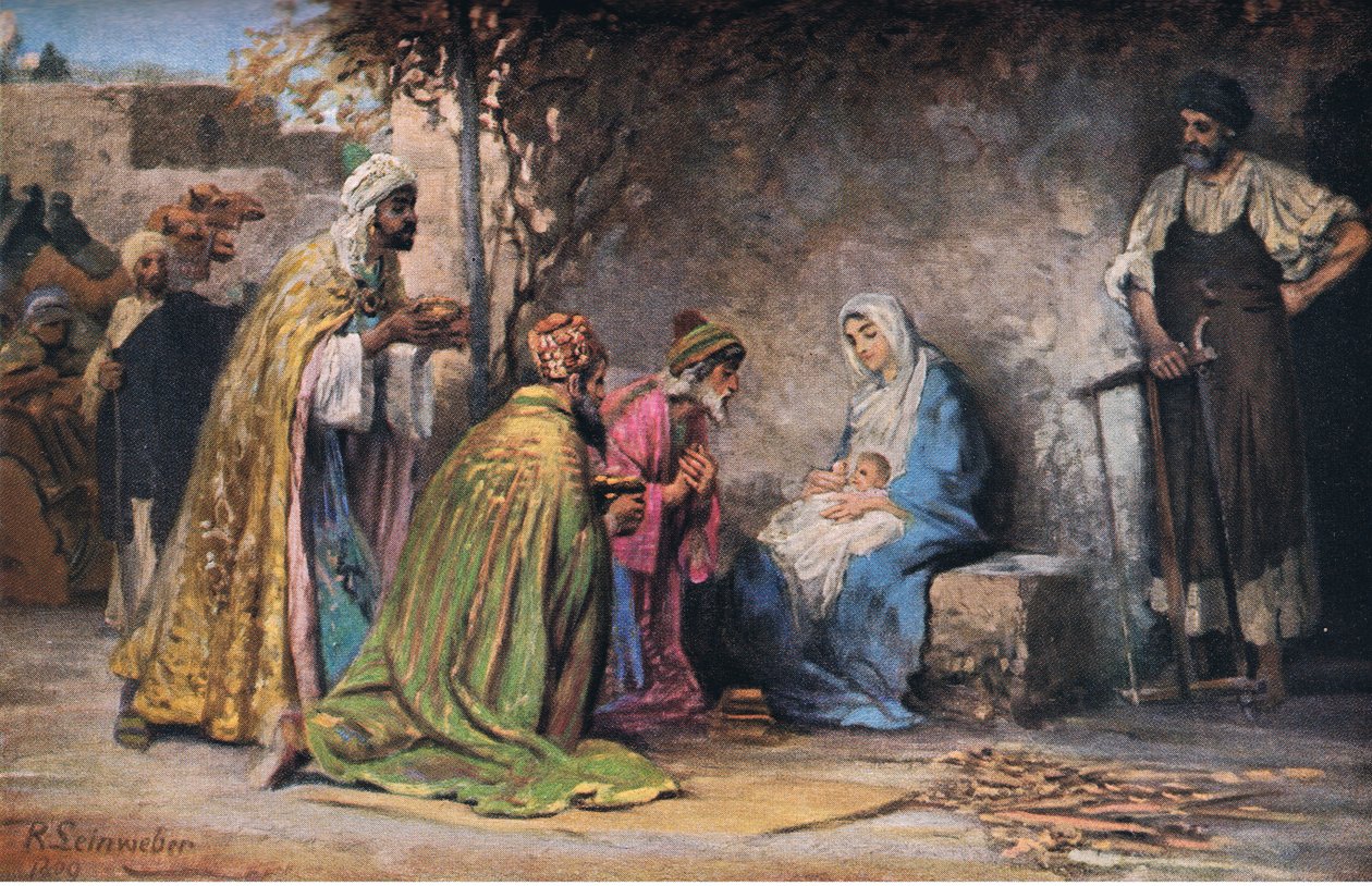 The Adoration from Hulberts Story of the Bible John Winston Company tarafından yayımlandı, 1932 by Anton Robert Leinweber