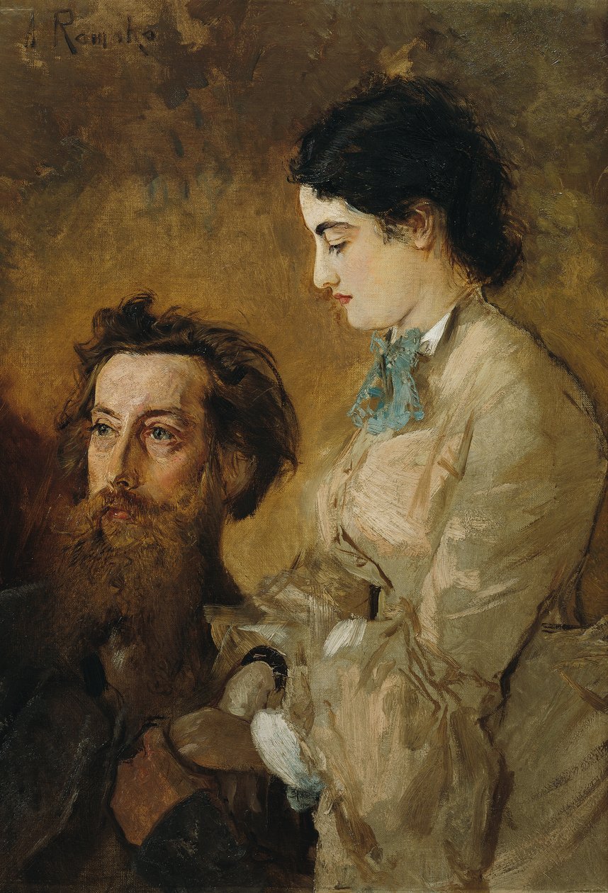Eşi Margarethe ile heykeltıraş Reinhold Begas by Anton Romako