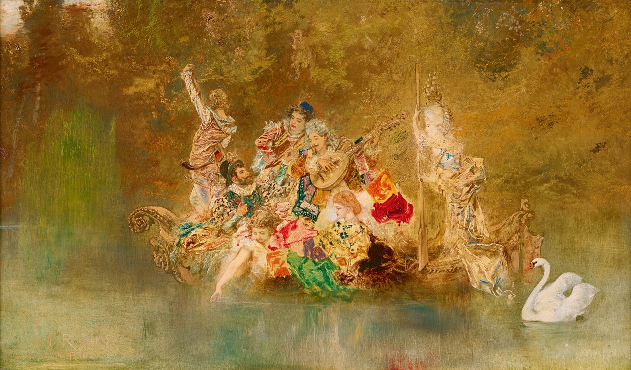 Bir gondolda neşeli şirket by Anton Romako