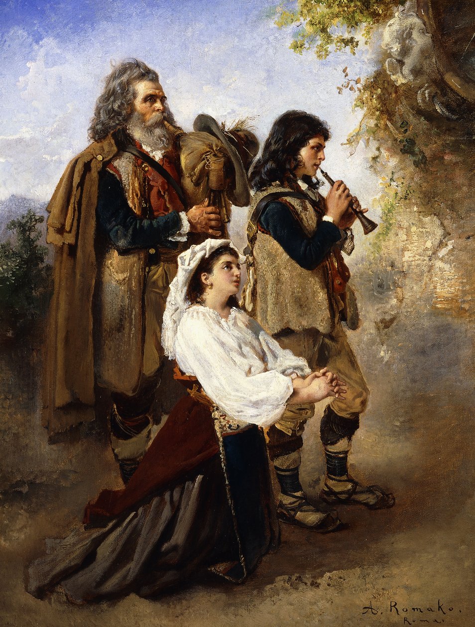 Sunağın önünde paganlar; Bir sunağın önünde Pifferar, by Anton Romako